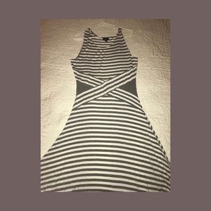 Mossimo sleeveless knit, gray, striped midi dress